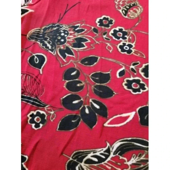 Chicos Travelers Red & Black Floral Print Top Size 2 Womens L Made in USA - Picture 5 of 9